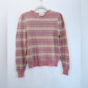 Vintage Winter Theme Pink Striped Women's Sweater
